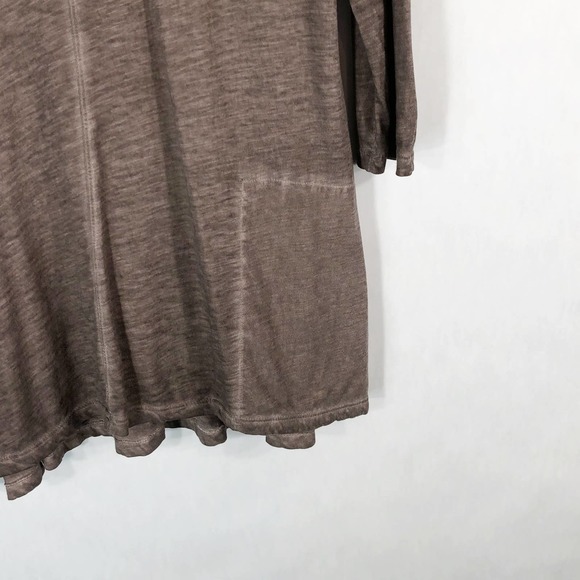 LOGO Lori Goldstein Small Tunic Top Gray Pearl Buttons Pockets‎ Burn Out 169 - Picture 5 of 8